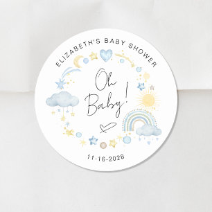 Sticker Rond Boho Sun Rainbow Oh Baby Boy Douche