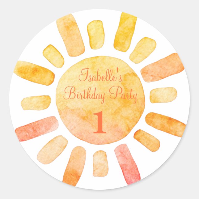 Sticker Rond Boho Sun Rays Premier anniversaire (Devant)