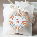 Sticker Rond Boho Sunshine Baby shower neutre pour les femmes<br><div class="desc">Bienvenue votre petit rayon de soleil avec ce Sticker rond Boho Sunshine Genre Neutre Baby shower avec un adorable soleil jaune,  or,  orange,  bleu et pêche.</div>