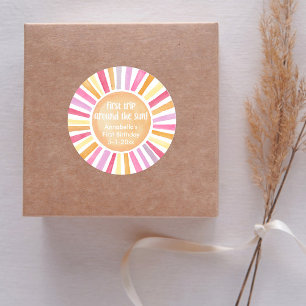 Sticker Rond Boho sunshine Premier voyage autour de l'anniversa