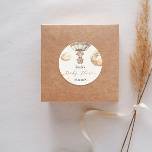 Sticker Rond Boho Teddy Bear Air Baby shower de nuages de ballo