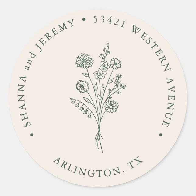 Sticker Rond Boho Terracotta Élégant Minimaliste | Adresse de R (Devant)