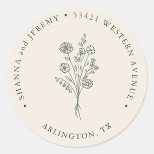 Sticker Rond Boho Terracotta Élégant Minimaliste   Adresse de R