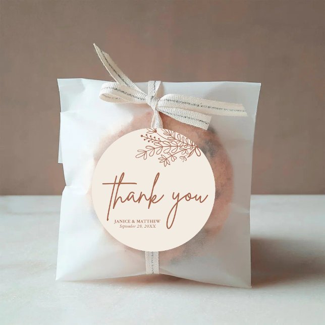 Sticker Rond Boho Terracotta Orange Brûlé Mariage Rustique (Boho terracotta burnt orange rustic round sticker seals favors with warm charm and a personal touch)