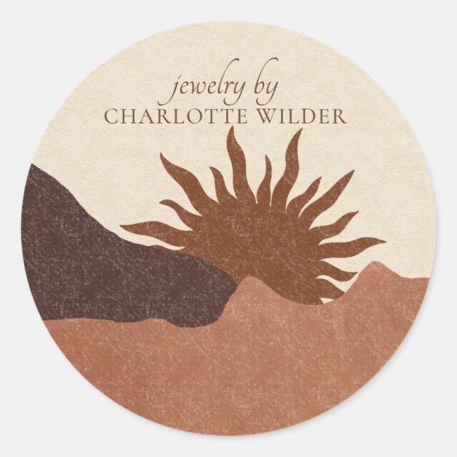 Sticker Rond Boho Terracotta Sable Bijoux artisanaux Abstraits (Devant)