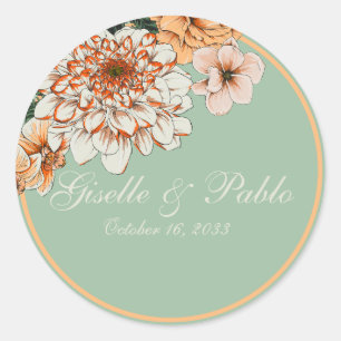 Sticker Rond Boho Terracotta Sage Fall Floral Mariage