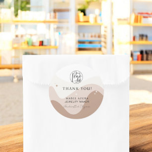 Sticker Rond Boho ton de terre chic Bijouterie Merci