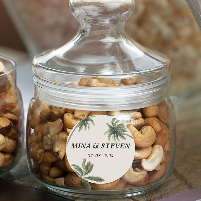 Sticker Rond boho tropical aquarelle palace mariage plage (Créateur téléchargé)