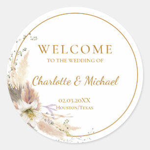 Sticker Rond Boho Tropical Botanical Bienvenue Mariage