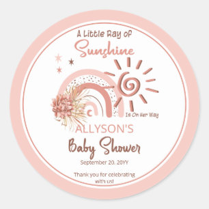 Sticker Rond Boho Un petit rayon de soleil Baby shower fille