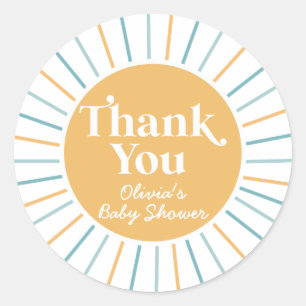 Sticker Rond Boho Voici le baby shower soleil Son