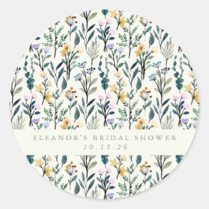 Sticker Rond Boho Watercolor Fleur sauvage Fête des mariées per