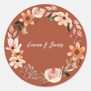 Sticker Rond Boho Watercolor Floral Dessous de verre personnali