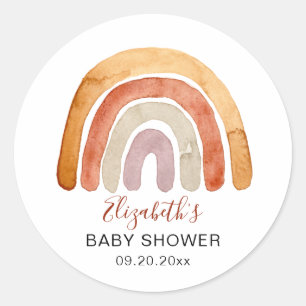 Sticker Rond Boho Watercolor Rainbow Baby shower