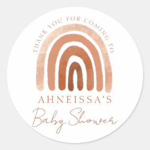 Sticker Rond Boho Watercolor Terracotta Rainbow Baby shower