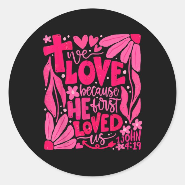 Sticker Rond Boho We Love Parce Qu'Il Nous Aimait D'Abord Chris (Devant)