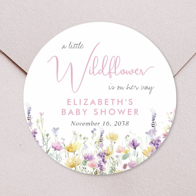 Sticker Rond Boho Wildflower Watercolor Baby Shower (Boho Wildflower Watercolor Baby Shower Classic Round Sticker)