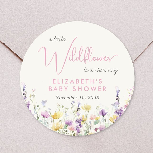 Sticker Rond Boho Wildflower Watercolor Baby Shower (Boho Wildflower Watercolor Baby Shower Classic Round Sticker)