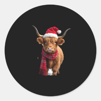 Sticker Rond Boho Xmas Christmas Highland Cow T-Shirt (3)