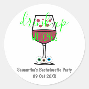 Sticker Rond Boire des sorcières Halloween Bachelorette