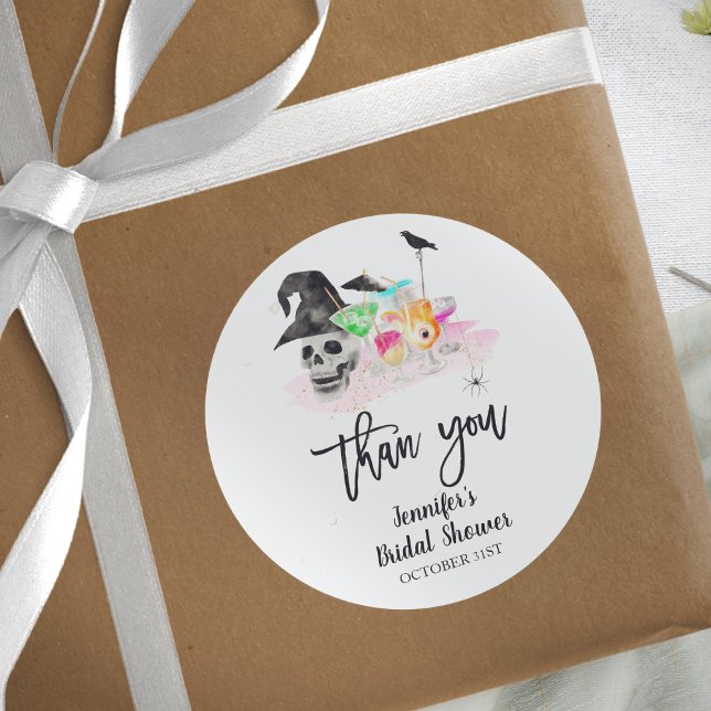 Sticker Rond Boire des Whitches Halloween Fête des mariées (Créateur téléchargé)