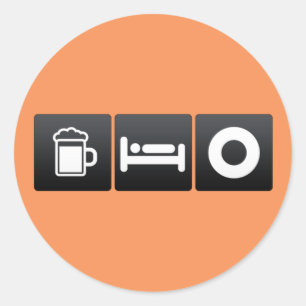 Sticker Rond Boire, dormir et disques de vinyle