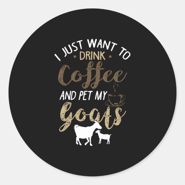 Sticker Rond Boire du café avec des chèvres (Devant)