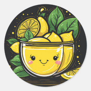 Sticker Rond Boire Kawaii Lemonade