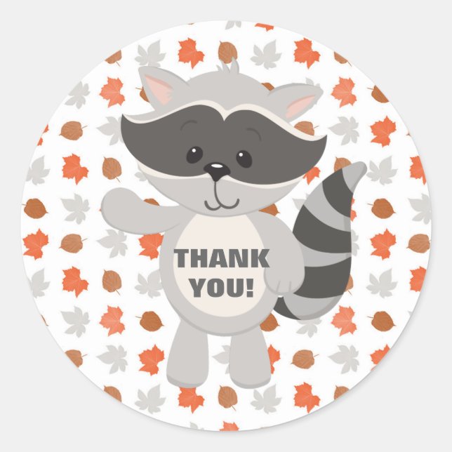 Sticker Rond Bois Animaux Baby Raccoon enveloppe scellée (Devant)