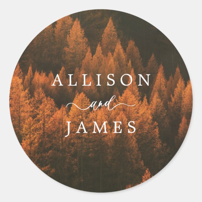 Sticker Rond Bois d'Automne Minimaliste (Devant)
