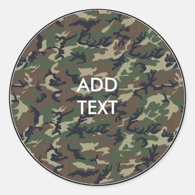 Sticker Rond Bois de Camouflage (Devant)