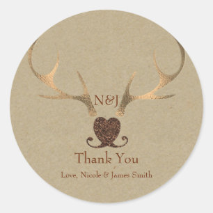 Sticker Rond Bois de cerf dorés & Sachet de mariage en papier m