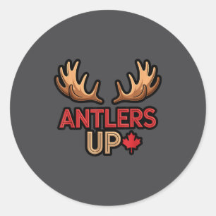 Sticker Rond Bois de cerf levés Fierté canadienne Drôle de drap