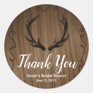 Sticker Rond Bois de Cerf Rustique Mariage de Ferme en Bois de