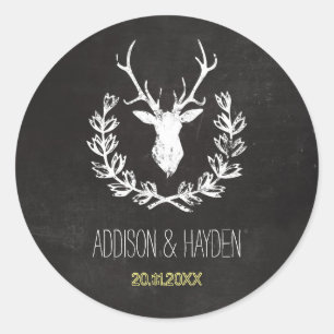 Sticker Rond Bois de cerf Sceau d'enveloppe rustique en table
