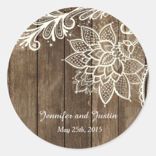 Sticker Rond Bois de dentelle rustique de 20 à 1,5 pouces