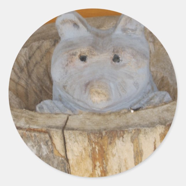 Sticker Rond bois de raton laveur (Devant)