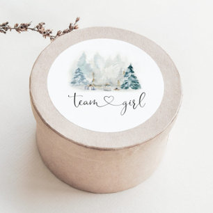 Sticker Rond Bois d'hiver genre révéler équipe fille autocollan