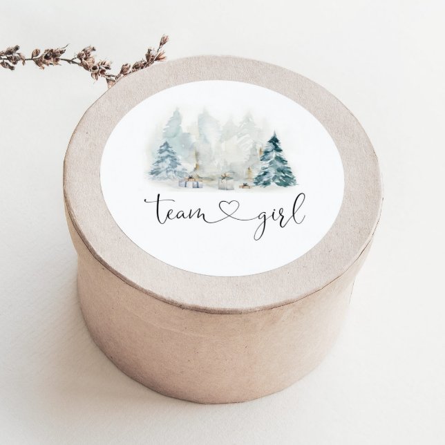 Sticker Rond Bois d'hiver genre révéler équipe fille autocollan (Créateur téléchargé)