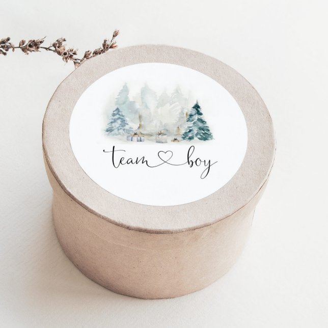 Sticker Rond Bois d'hiver genre révéler équipe garçon autocolla (Créateur téléchargé)