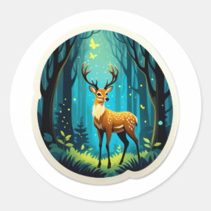 Sticker Rond Bois enchanté du Cerf