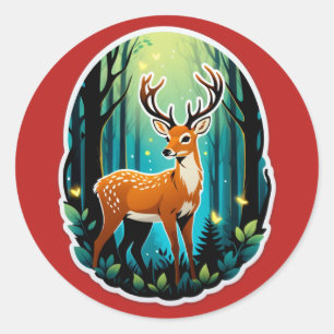 Sticker Rond Bois enchanté du cerf