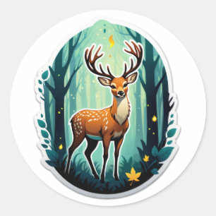 Sticker Rond Bois enchanté du Cerf