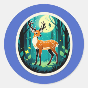 Sticker Rond Bois enchanté du Cerf