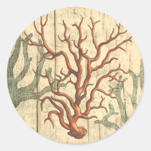 Sticker Rond Bois et petit corail