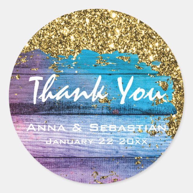 Sticker Rond *~* Bois Générique AP49 Parties scintillant Patiné (Devant)