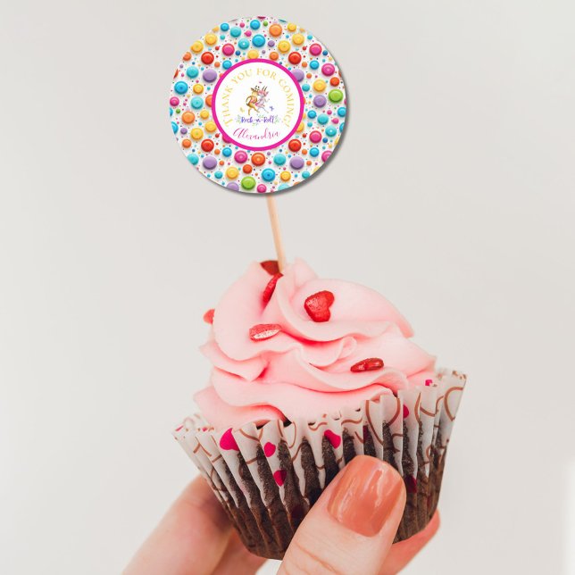 Sticker Rond Bois mignon Cher Dansant Rock-n-Roll violet (Créateur téléchargé)