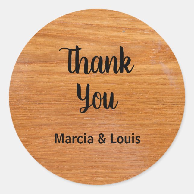Sticker Rond Bois rustique avec des noms (Devant)