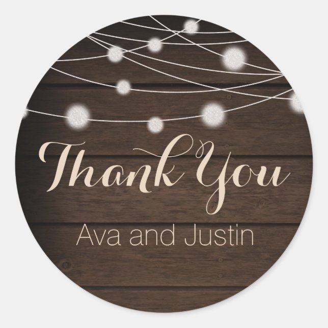 Sticker Rond Bois rustique et Merci à cordes (Devant)