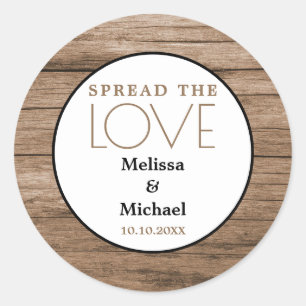 Sticker Rond Bois Rustique Propage Le Mariage Amoureux Faveur